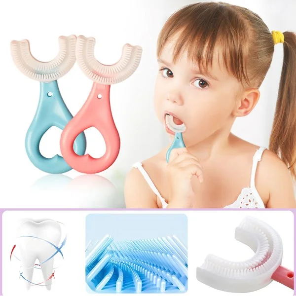 360° U-Shaped Baby Toothbrush | Silicone Kids Oral Care & Teether Brush