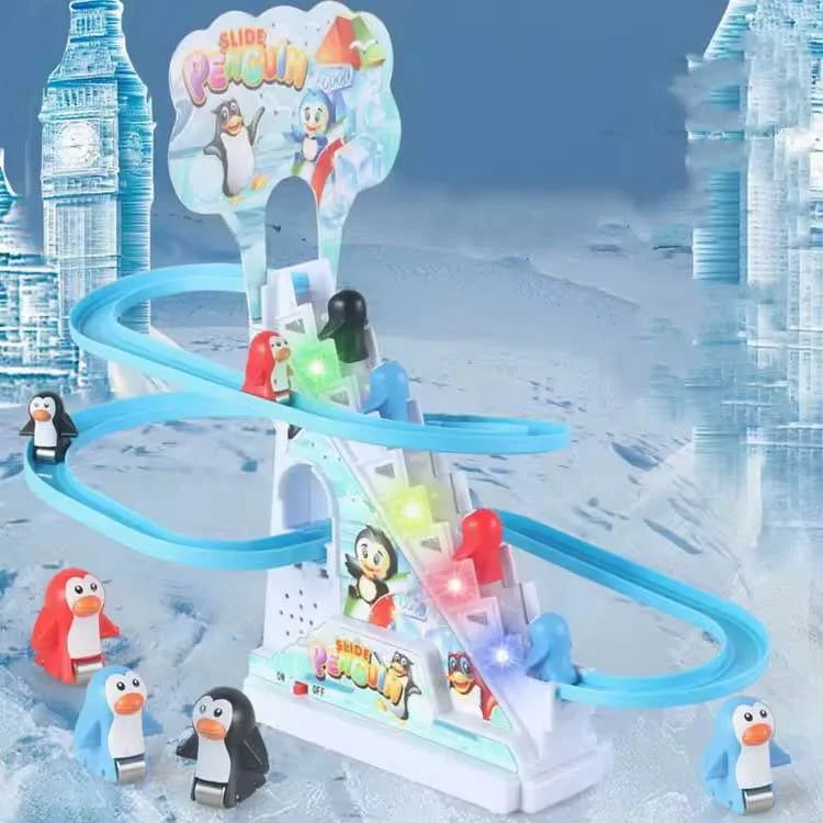 Penguin Race Track Toy | Automatic Climbing Stairs & Slider Set